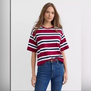 Striped Maroon and White Women's Crop Top